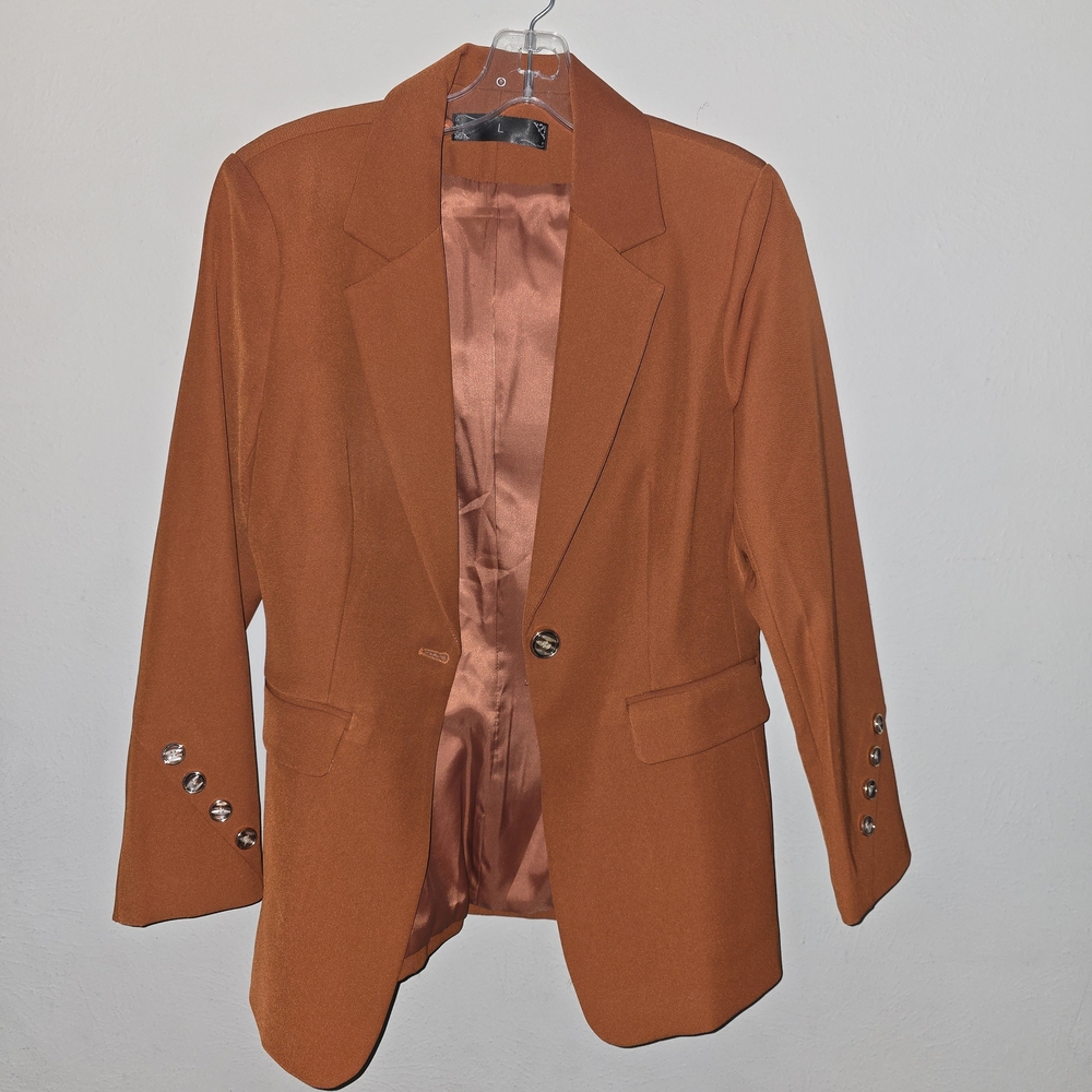 Rust Orange Blazer with Button Details - image 1